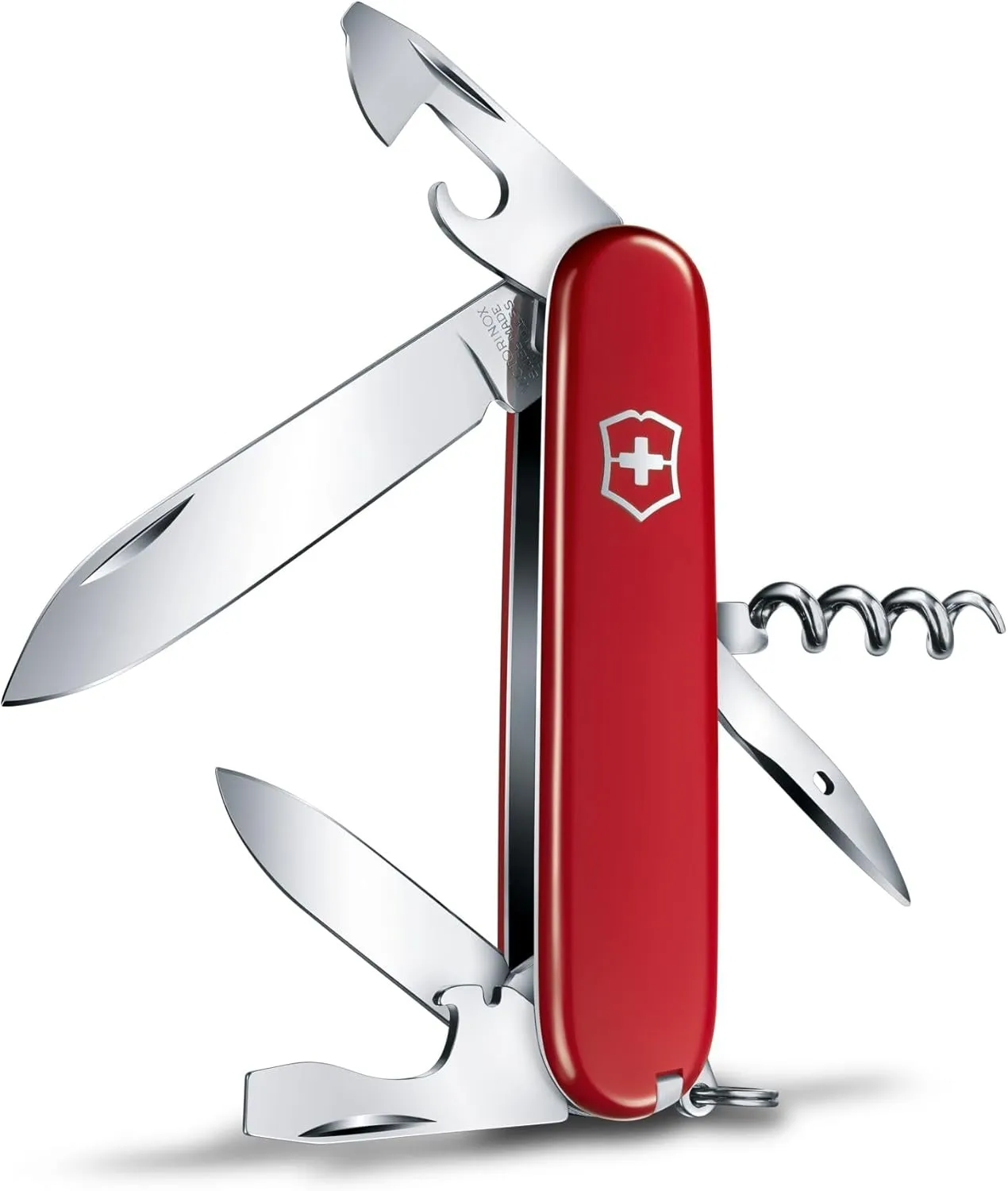 Victorinox Spartan Swiss Army Knife, 12 Functions, Swiss Made Pocket Knife with Corkscrew, Can Opener and Screwdriver - Red