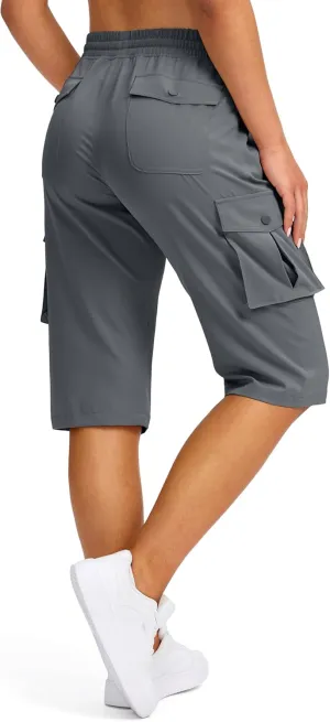 Viodia 15" Long Shorts for Women Hiking Cargo Bermuda Shorts Lightweight Knee Length Capris for Summer Travel Fishing