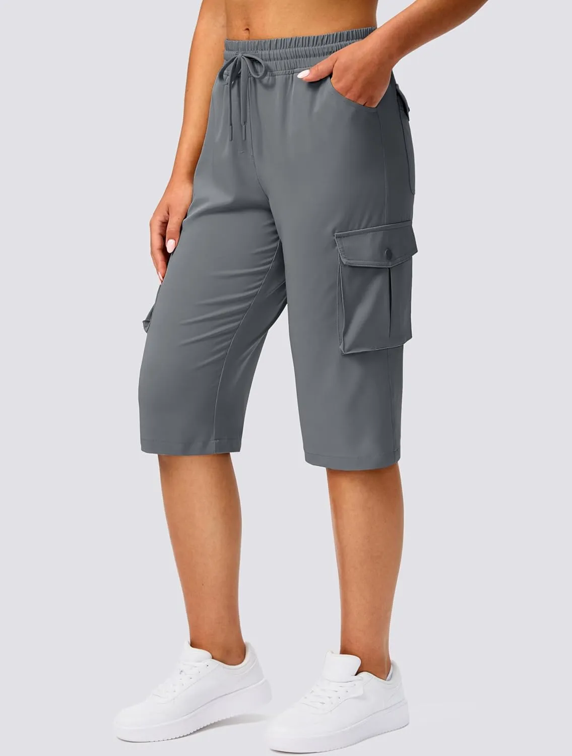 Viodia 15" Long Shorts for Women Hiking Cargo Bermuda Shorts Lightweight Knee Length Capris for Summer Travel Fishing