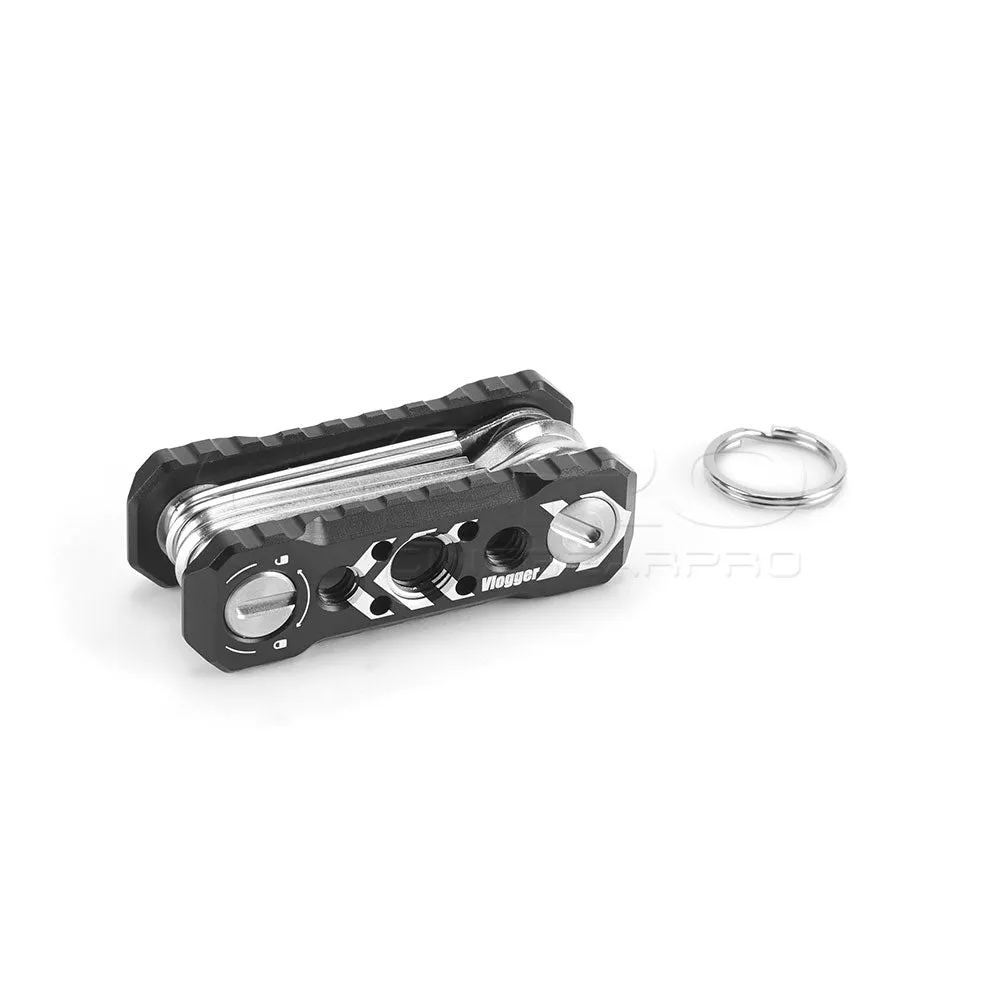 Vlogger Folding Screwdriver and Hex Key Utility Multi Tool (Black)