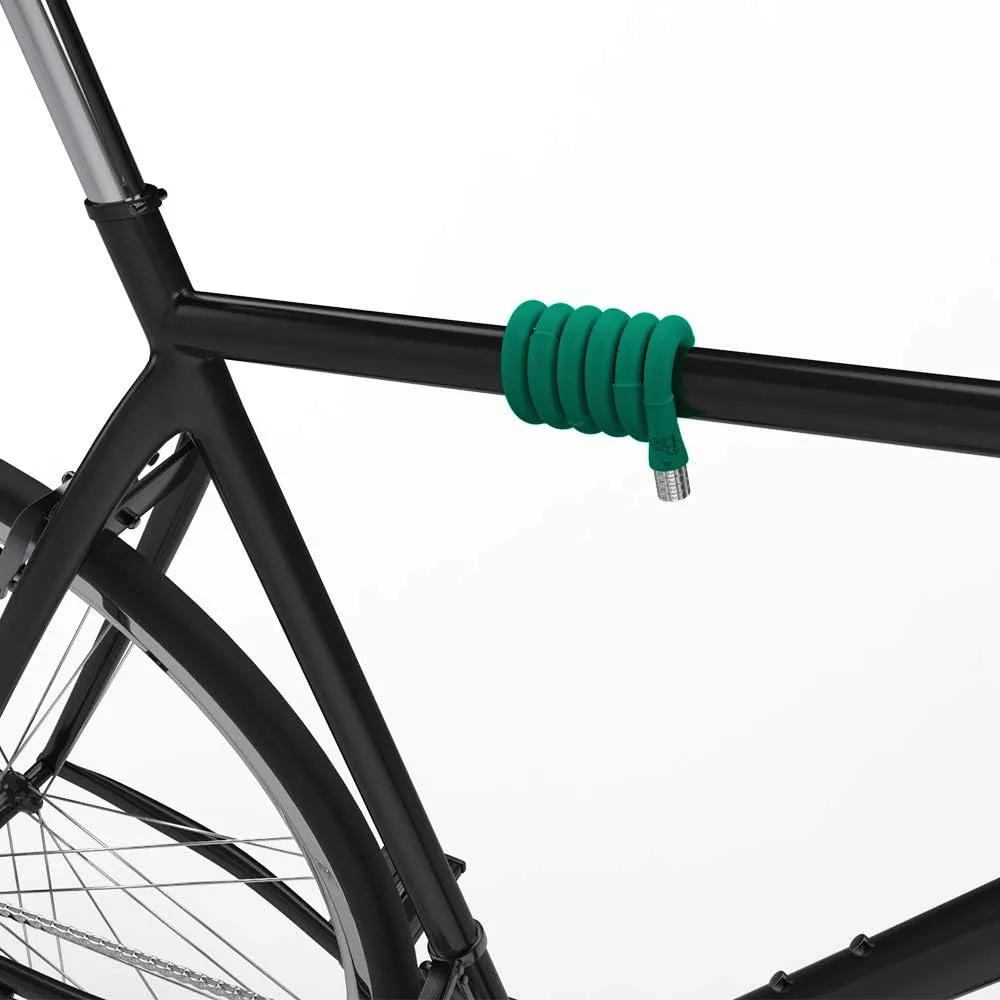 Volo Bamboo Bicycle Cable Lock, 4-Position Coil Combination Cable Bicycle Lock, Bicycle Security Anti-Theft Lock Code Lock Covered by Silicone Resin, Suitable for Road Bicycle, MTB Bike, Folding Bike