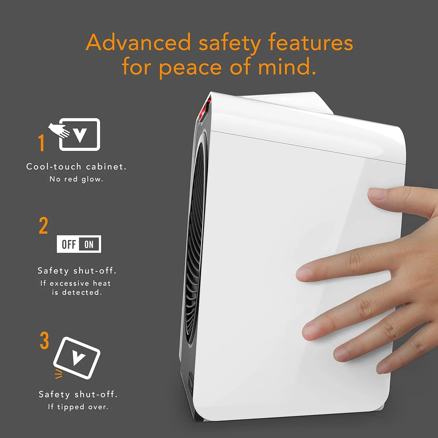 Vornado Velocity 5 Whole Room Space Heater with Auto Climate Control, Timer, and Safety Features, White, Large