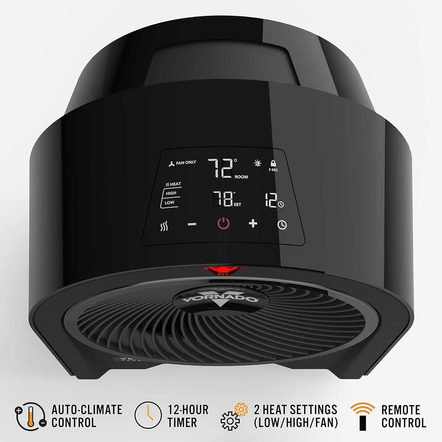 Vornado Velocity 5R Whole Room Space Heater with Remote Control, Black