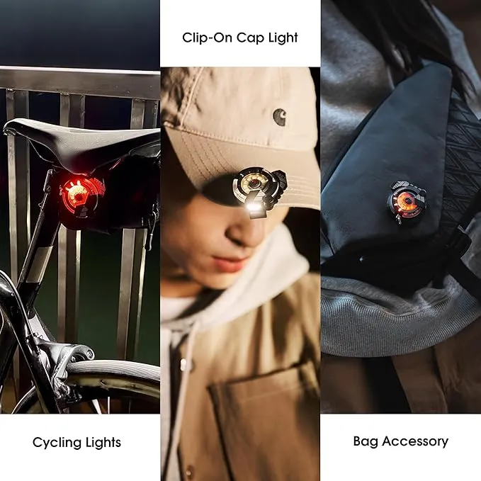 VSGO Portable EDC Flashlight,Rechargeable Work Light,Hat Clip Light,8 Light Modes,Clip for Pocket & Hat, Magnetic Base, Portable for Inspection, Repairs, Cycling,Camping,Travel, Hiking and Emergency