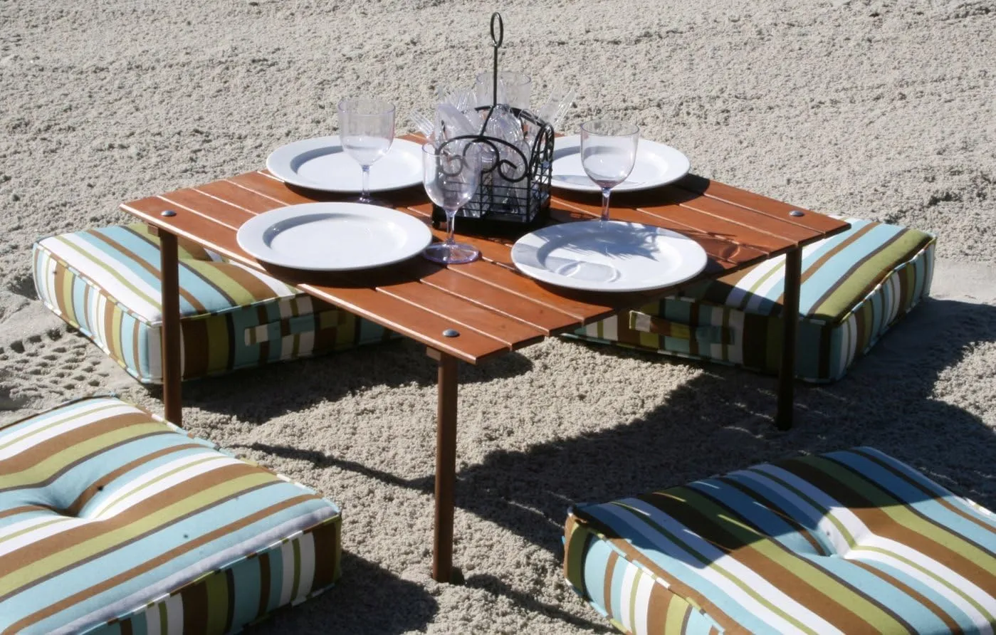 W2817 Low Wood Portable Table with Carrying Bag, Brown