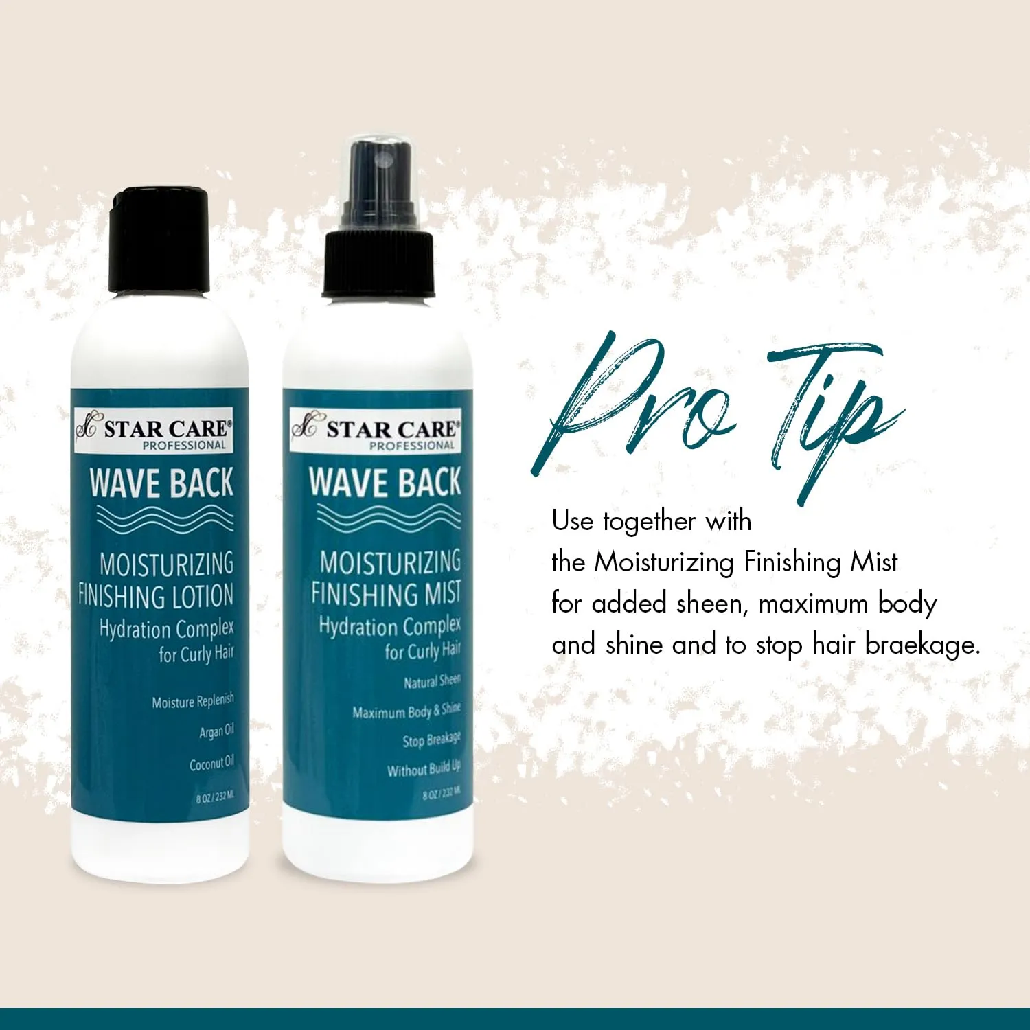Wave Back Curl Lotion & Mist Set Curl Defining Leave-In Lotion, Enhancing Finishing Mist for Curly & Wavy Hair, Anti-Frizz Hydrating Bundle 2 x 8oz