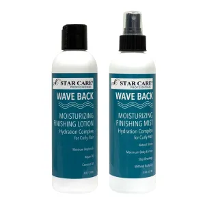 Wave Back Curl Lotion & Mist Set Curl Defining Leave-In Lotion, Enhancing Finishing Mist for Curly & Wavy Hair, Anti-Frizz Hydrating Bundle 2 x 8oz