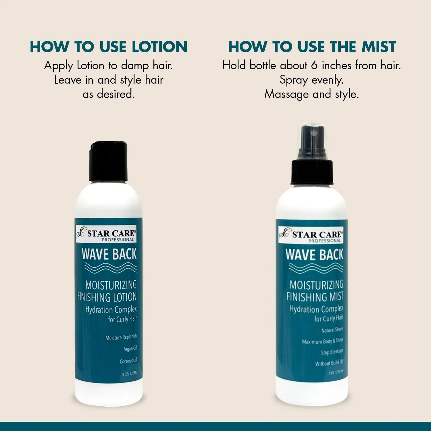 Wave Back Curl Lotion & Mist Set Curl Defining Leave-In Lotion, Enhancing Finishing Mist for Curly & Wavy Hair, Anti-Frizz Hydrating Bundle 2 x 8oz