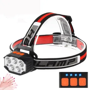 Waving Sensor Headlight Outdoor Led Built in Lithium Battery Strong Light Rechargeable Flashlight 3XPG 2COB Fishing Headlamp