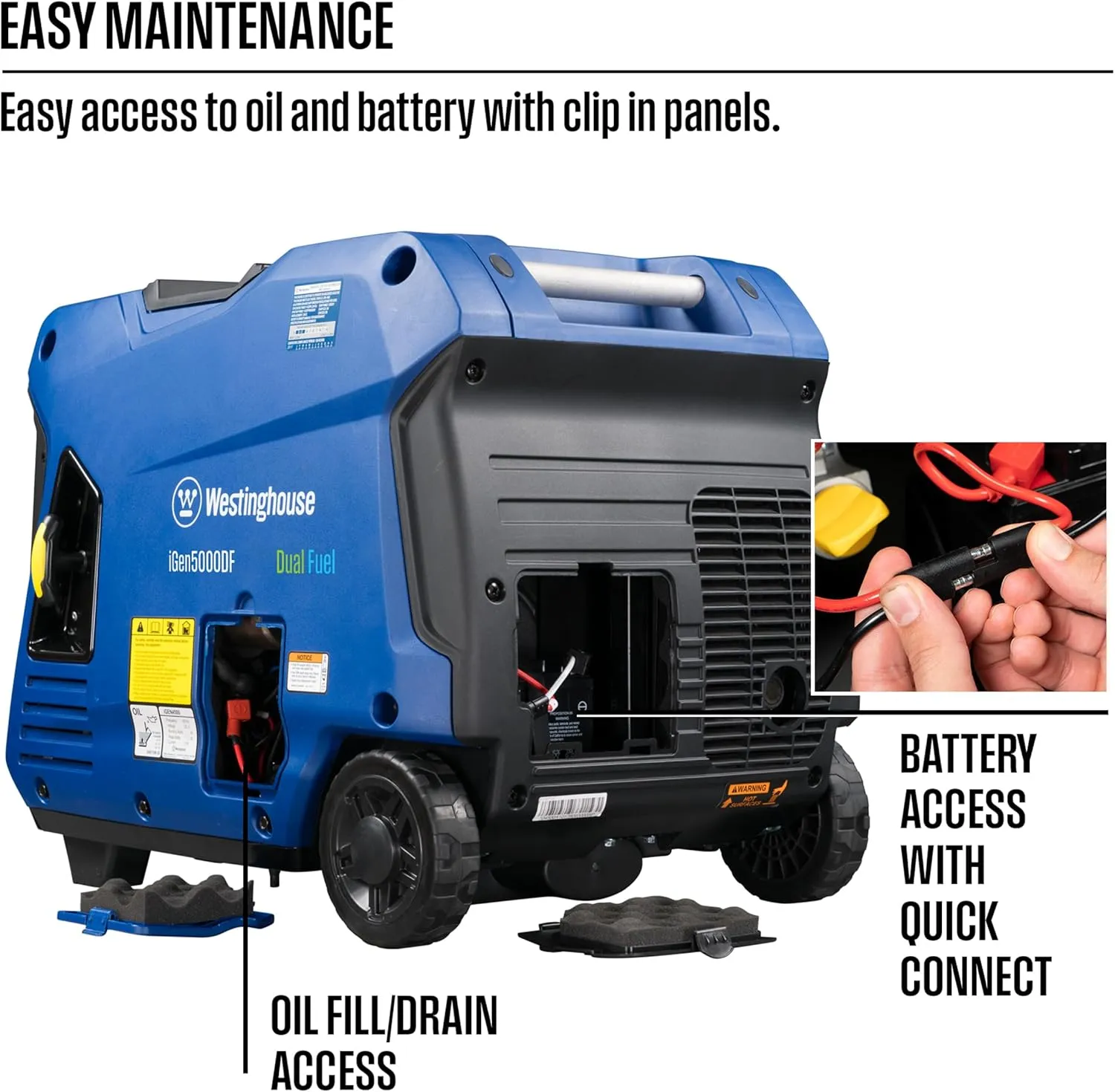 Westinghouse 5000 Peak Watt Super Quiet Dual Fuel Portable Inverter Generator, Remote Electric Start, Gas & Propane Powered, RV Ready 30A Outlet, Parallel Capable, Blue/Black