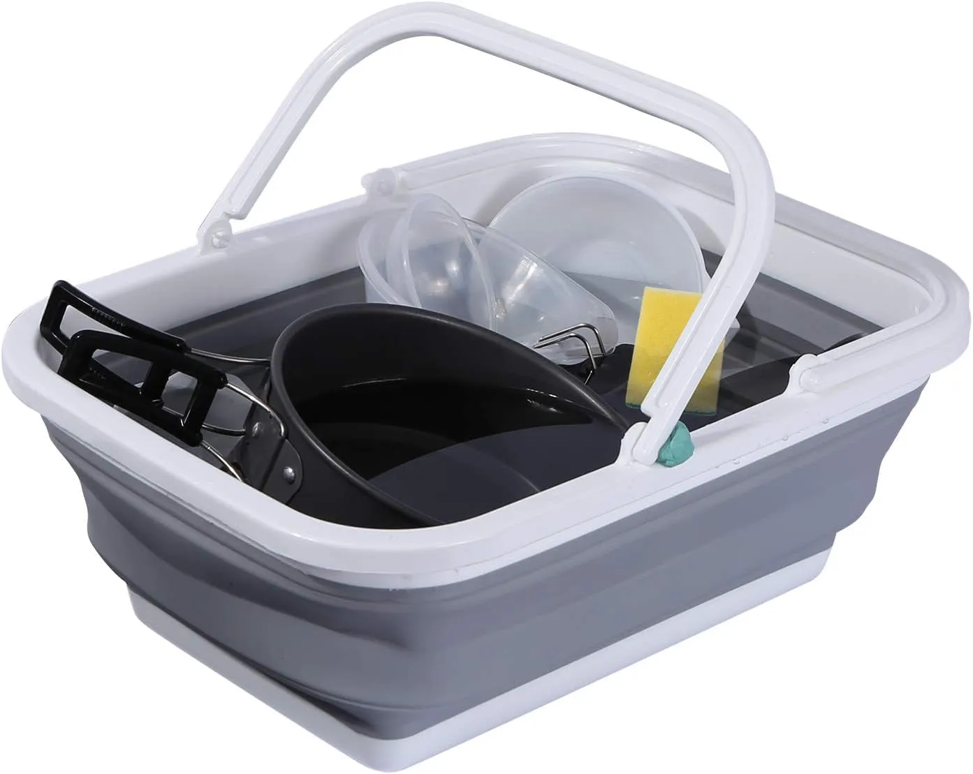 with Wash Camping Price-cut Handle Collapsible and Portable for Green and 2 Hiking Home, 2.37Gal/9L Camping Basin Pack Sink, Bold Grey