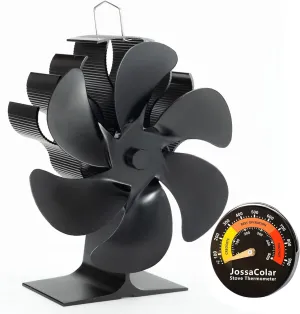 Wood Stove Fan Heat Powered Stove Fan, Fireplace Fan Stove Fan Non Electric, Thermal Fan for Wood Burning Stove/Pellet/Log Burner, w/Wood Stove Accessories Thermometer