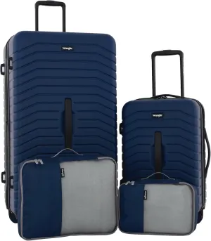 Wrangler Trunk Spinner Set, Poseidon Blue, 2 Luggage & 2 Packing Cubes