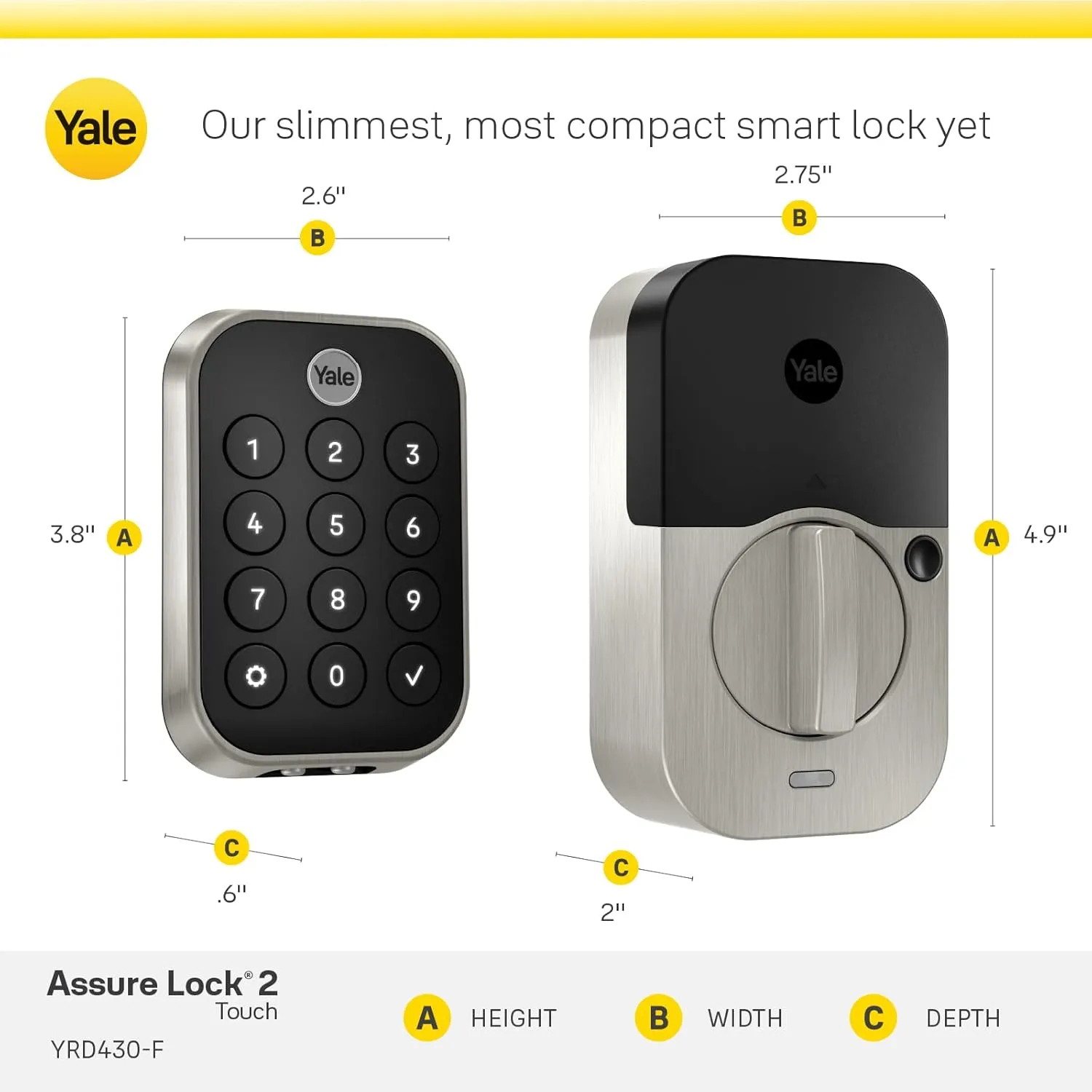 Yale Assure Lock 2 Touch Deadbolt, Oil Rubbed Bronze Key-Free Smart Entry Door Lock with Wi-Fi Connected Touchscreen Keypad and Fingerprint Scanner for Code Entry and Remote Access, YRD430-F-WF1-0BP