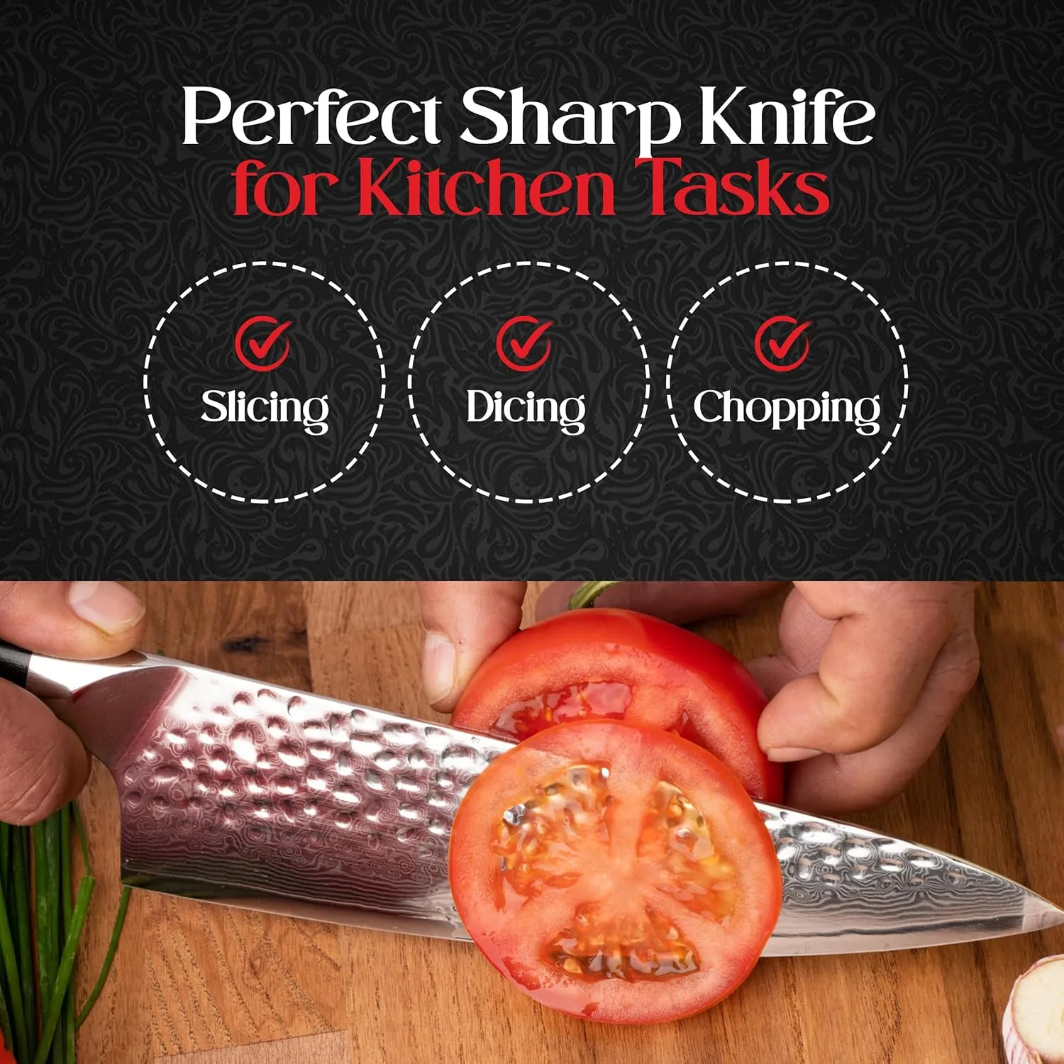 YOKASHI Japanese Damascus Chef Knife – 8-Inch Professional VG-10 High-Carbon Steel Kitchen Knife – Razor-Sharp Japanese Knife for Chefs and Home Cooks, Ideal for Chopping, Slicing, and Dicing