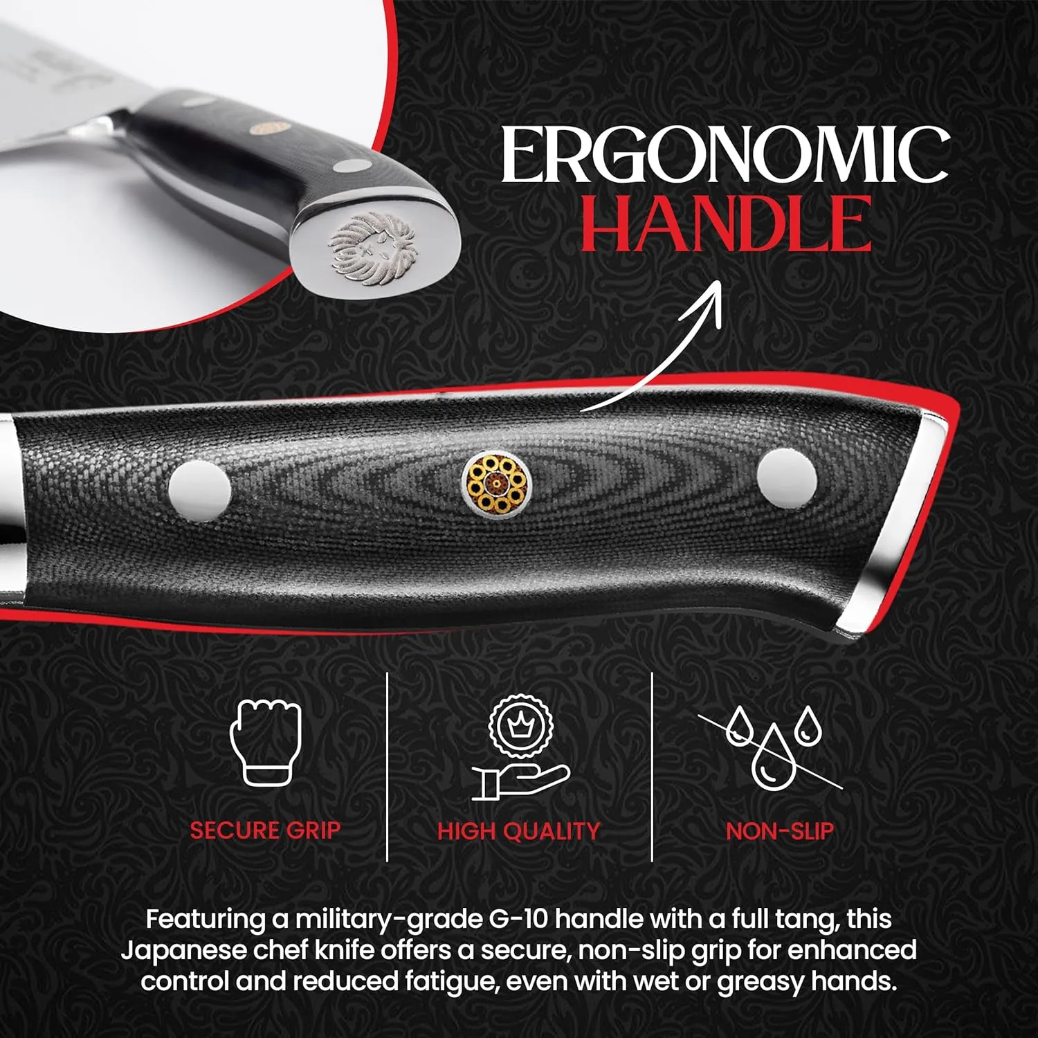 YOKASHI Japanese Damascus Chef Knife – 8-Inch Professional VG-10 High-Carbon Steel Kitchen Knife – Razor-Sharp Japanese Knife for Chefs and Home Cooks, Ideal for Chopping, Slicing, and Dicing