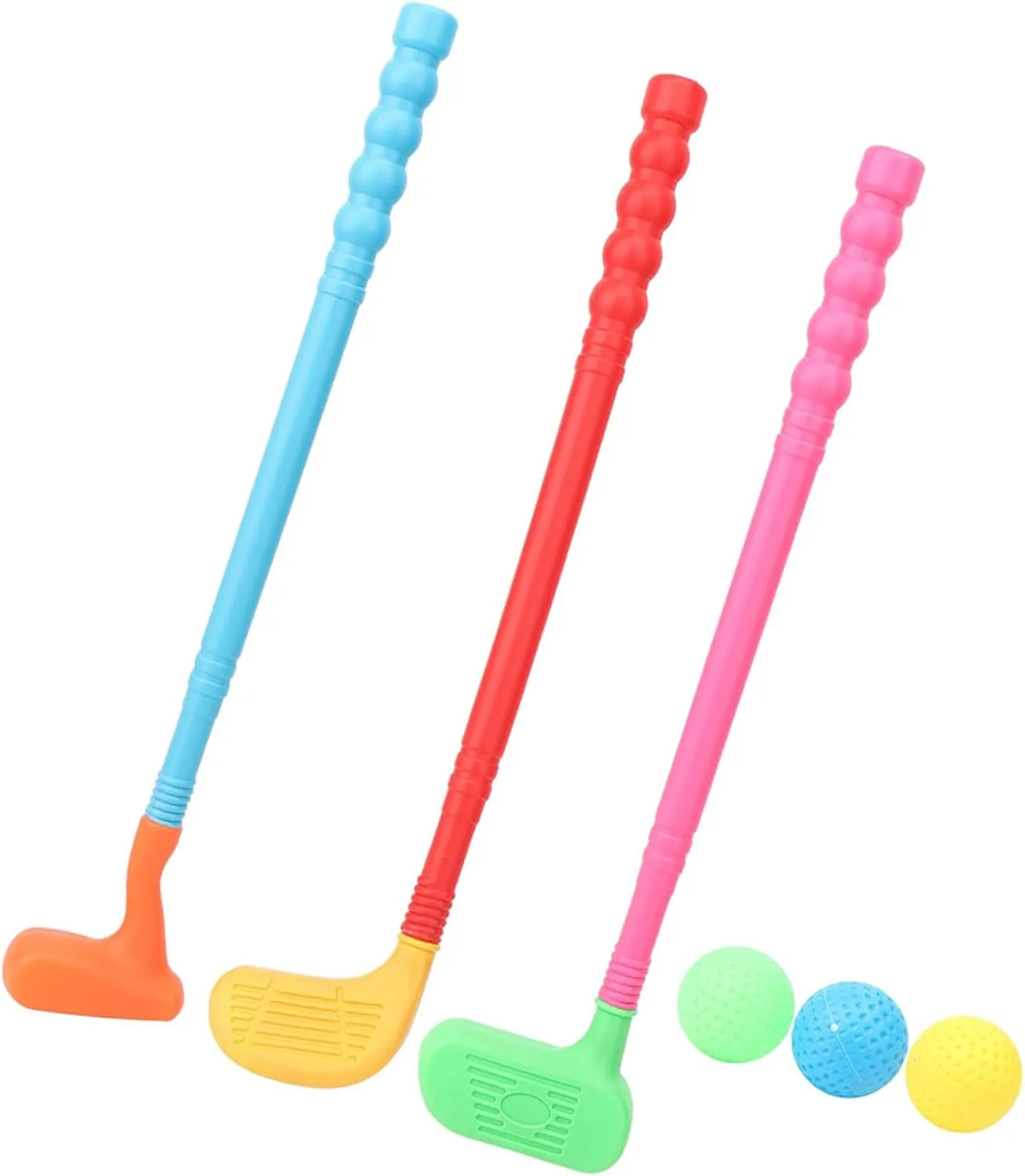 Yosoo Childrens Plastic Golf Set for Kids, Interactive Mini Golf Toy Kit for ParentChild Games, Indoor Outdoor Golf Clubs for Children, 3 Golf Clubs 3 Balls 3 Golf Heads