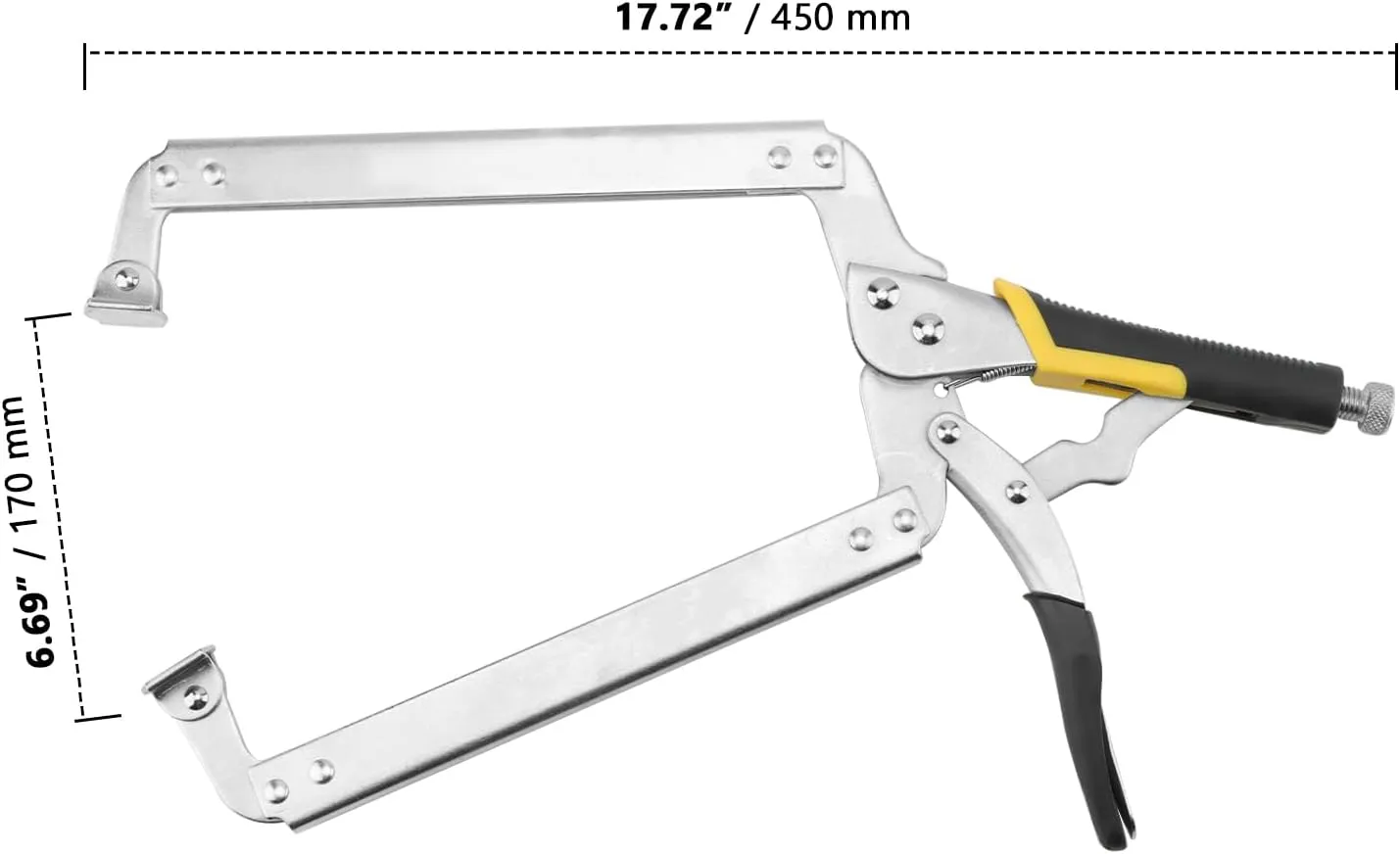 ZOENHOU 3 Pack 18 Inch Large C Clamp Locking Plier with Swivel Pads and Rubber Handle, C Type Adjustable Vise Grip Locking Pliers, Weldingc C Clamp Plier for Metal DIY Woodworking