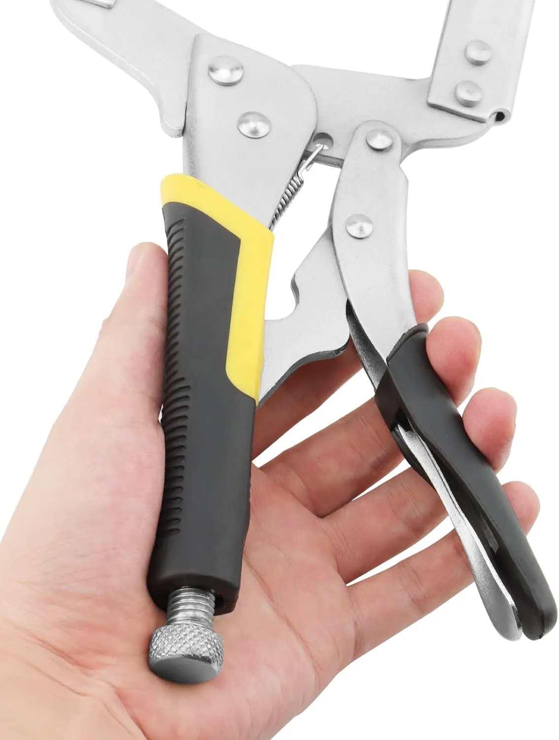 ZOENHOU 3 Pack 18 Inch Large C Clamp Locking Plier with Swivel Pads and Rubber Handle, C Type Adjustable Vise Grip Locking Pliers, Weldingc C Clamp Plier for Metal DIY Woodworking