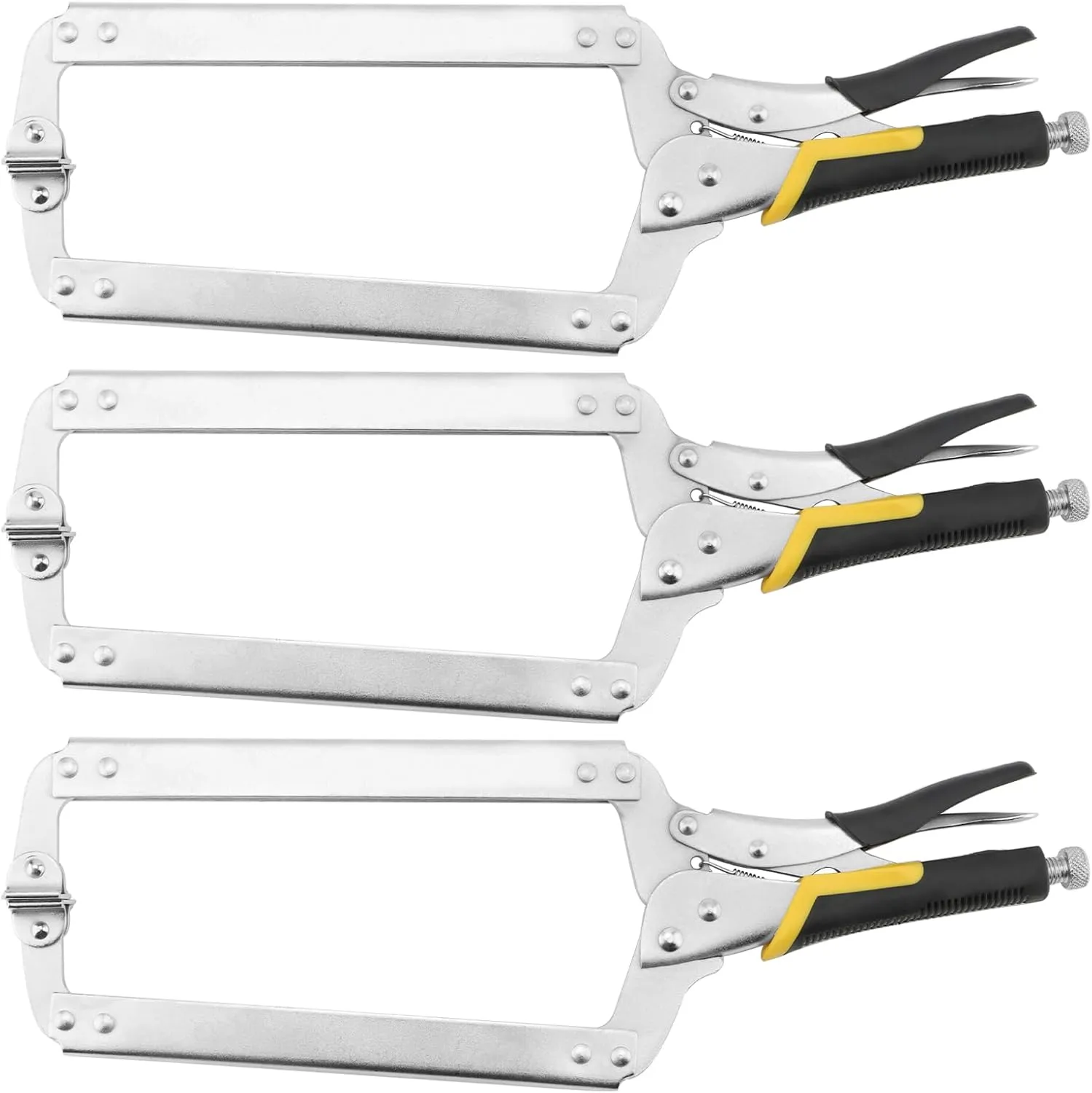 ZOENHOU 3 Pack 18 Inch Large C Clamp Locking Plier with Swivel Pads and Rubber Handle, C Type Adjustable Vise Grip Locking Pliers, Weldingc C Clamp Plier for Metal DIY Woodworking